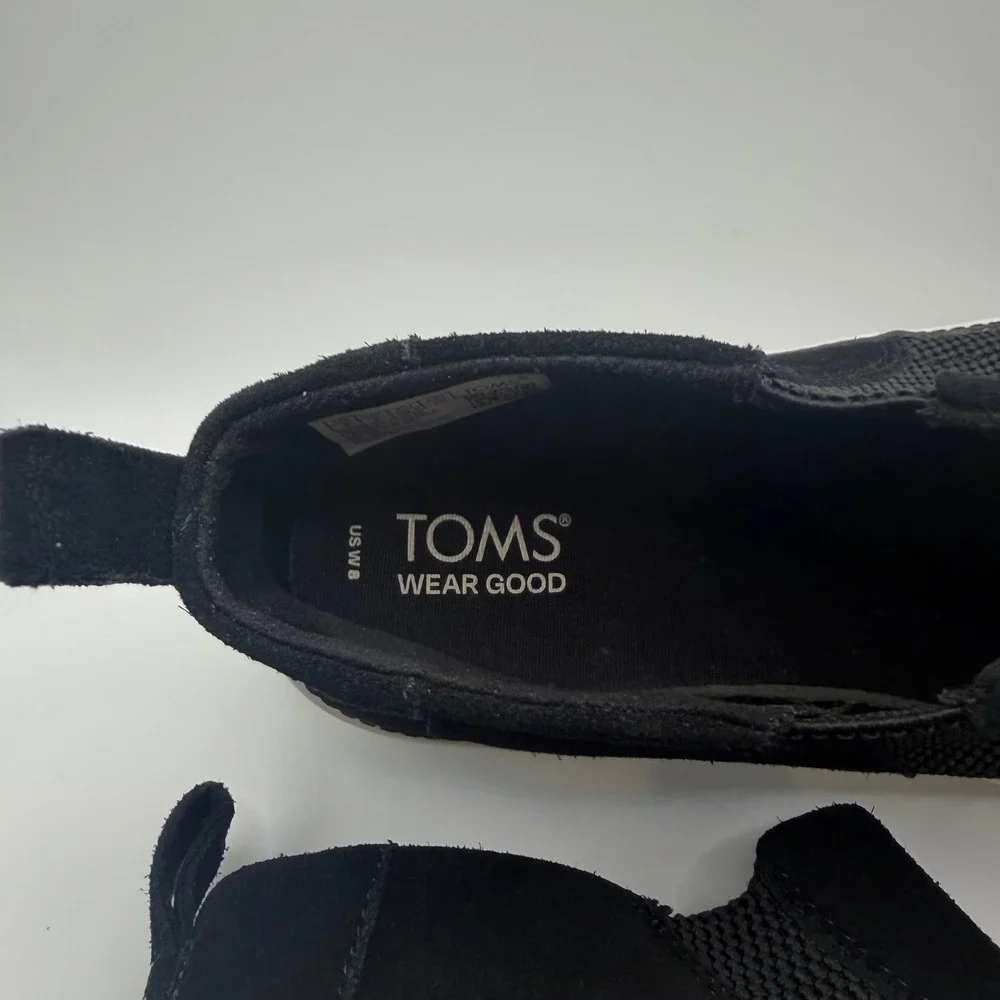TOMS Black Suede Paxton Slip-On Chelsea Boots Mid Top Sneakers Womens 8